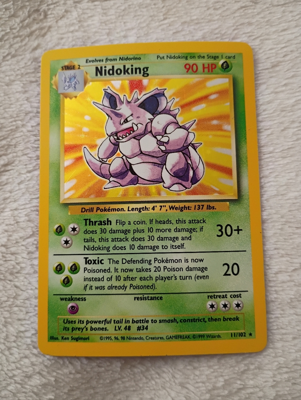 Nidoking Pokemon Card 11/102 Stage 2 90 HP Drill‎ Pokemon